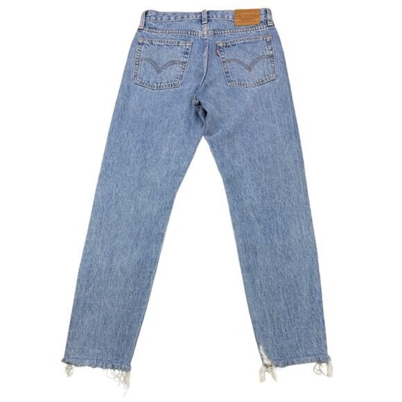 NWT LEVI'S Premium Wedgie Icon Fit Jean In Shut Up Blue Size 25 Frayed Hem - Picture 4 of 10